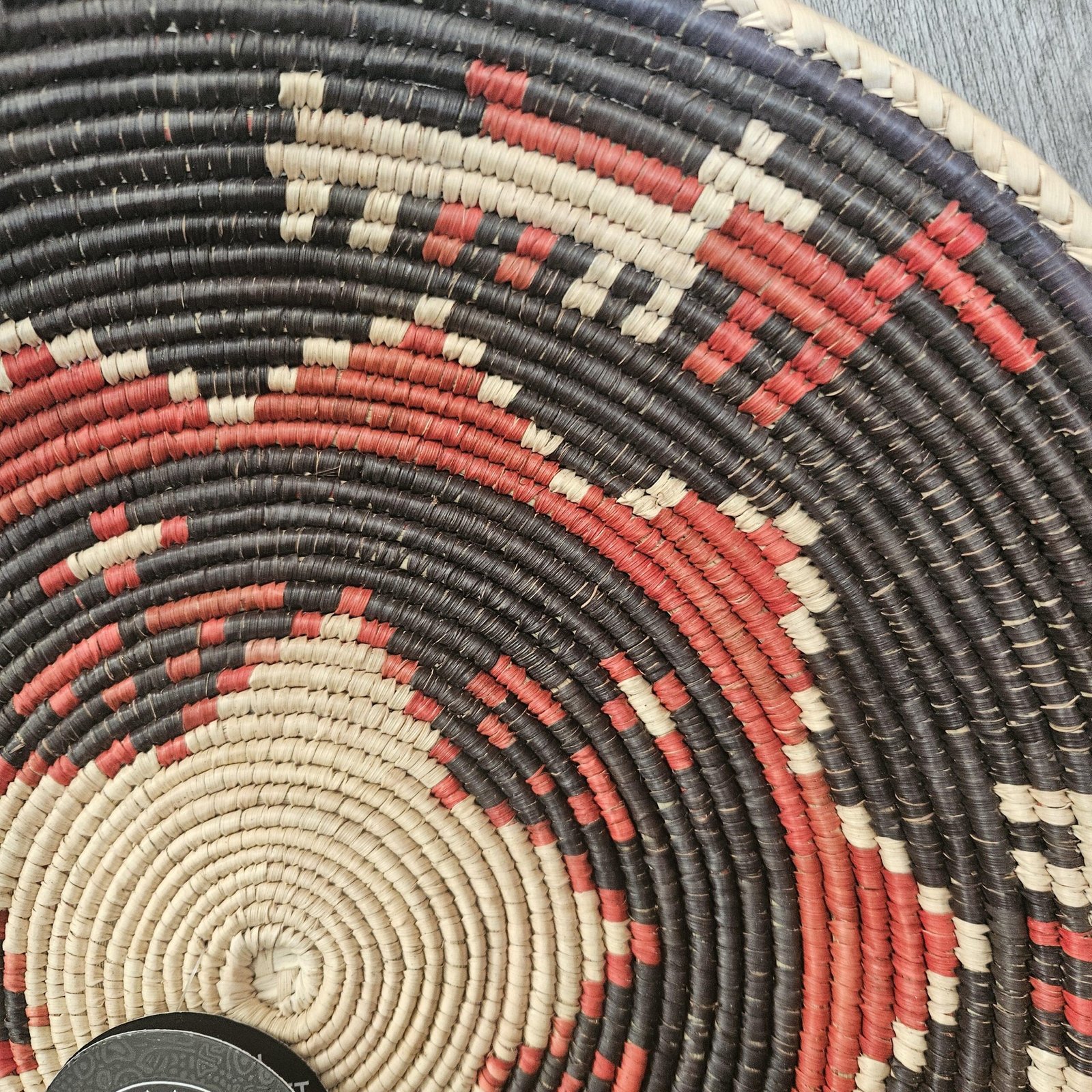 Handwoven African Wall Basket 14 Inch | Terracotta Black & Natural Woven Basket | Boho Tribal Wall Decor | Southwestern Wall Hanging - Image 4