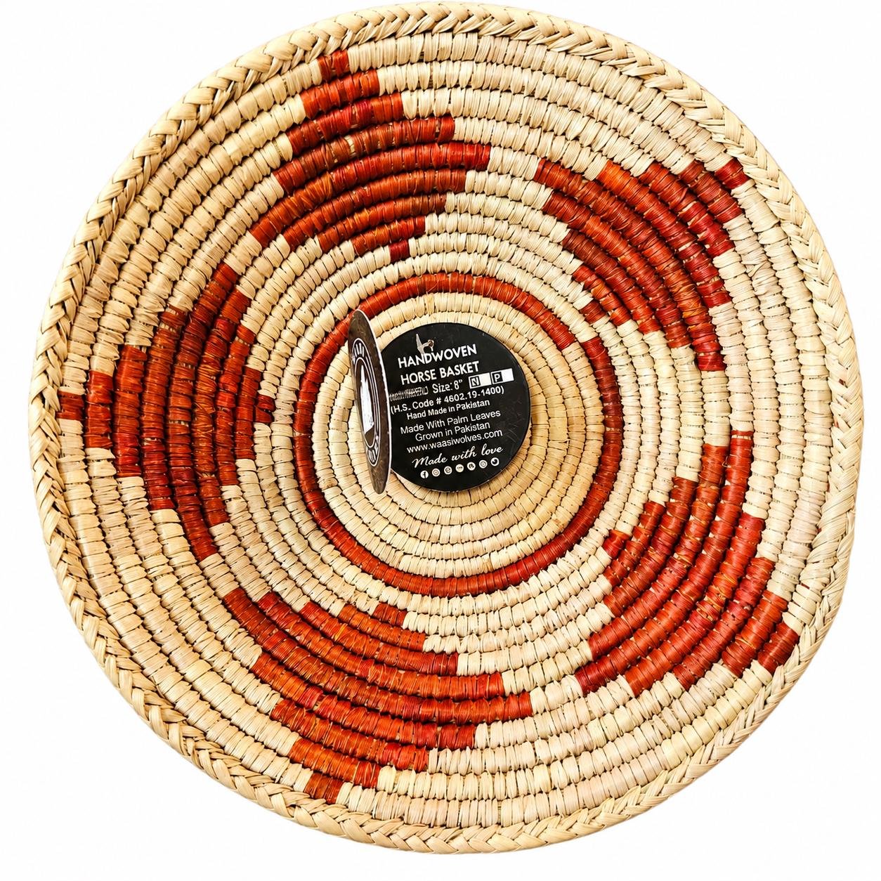 Handwoven Basket 8 Inch | African Woven Wall Basket | Boho Wall Decor | Rust & Natural Decorative Basket | Fruit Bowl | Catchall Bask - Image 3