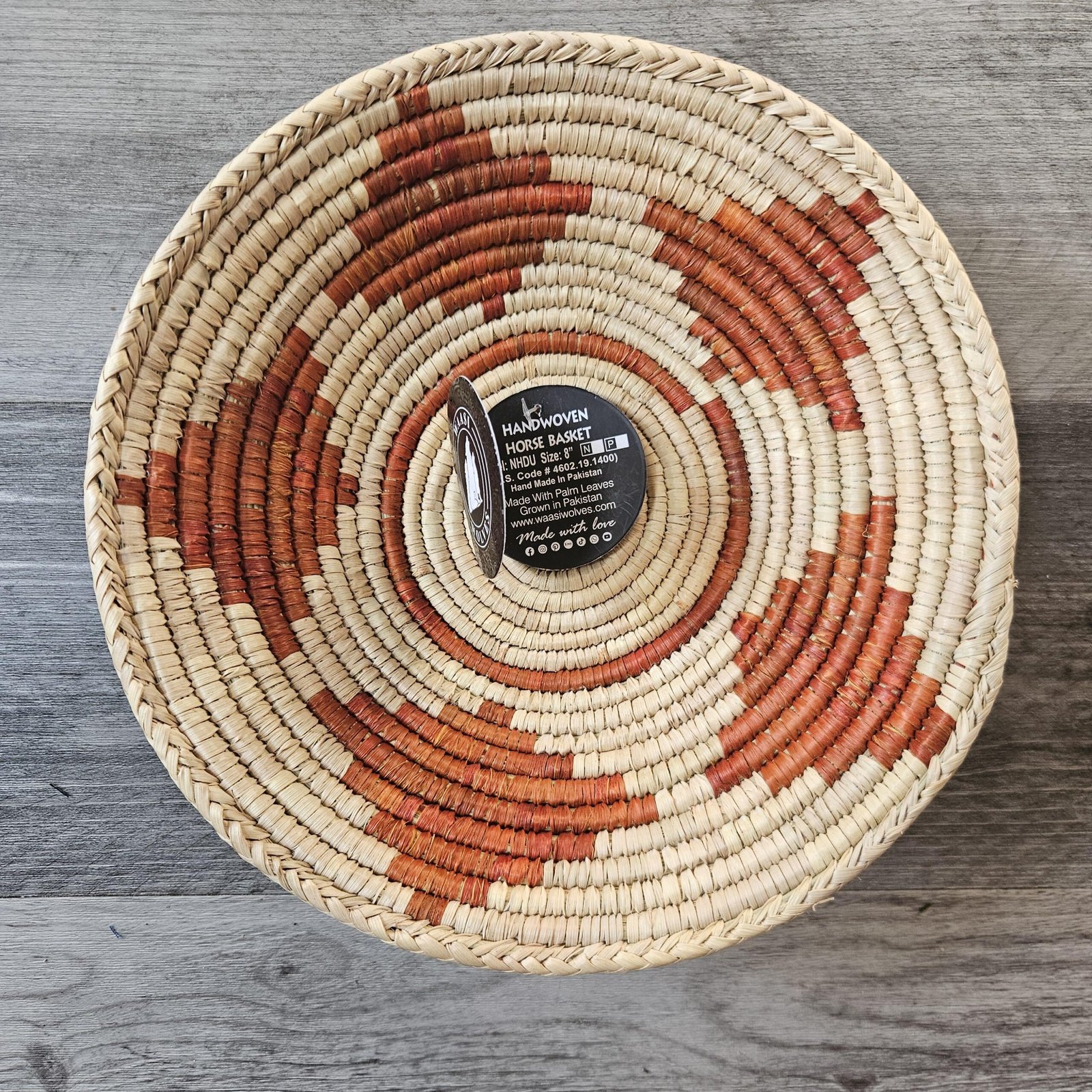 Handwoven Basket 8 Inch | African Woven Wall Basket | Boho Wall Decor | Rust & Natural Decorative Basket | Fruit Bowl | Catchall Bask - Image 4