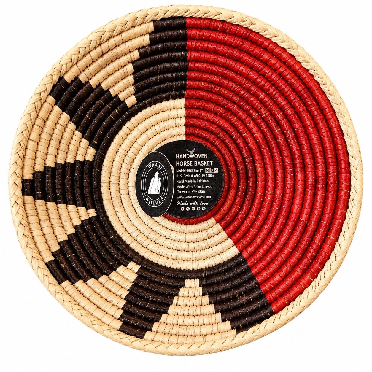 Handwoven Basket 8 Inch | African Woven Wall Basket | Boho Wall Decor | Rust & Natural Decorative Basket | Fruit Bowl | Catchall Bask - Image 2