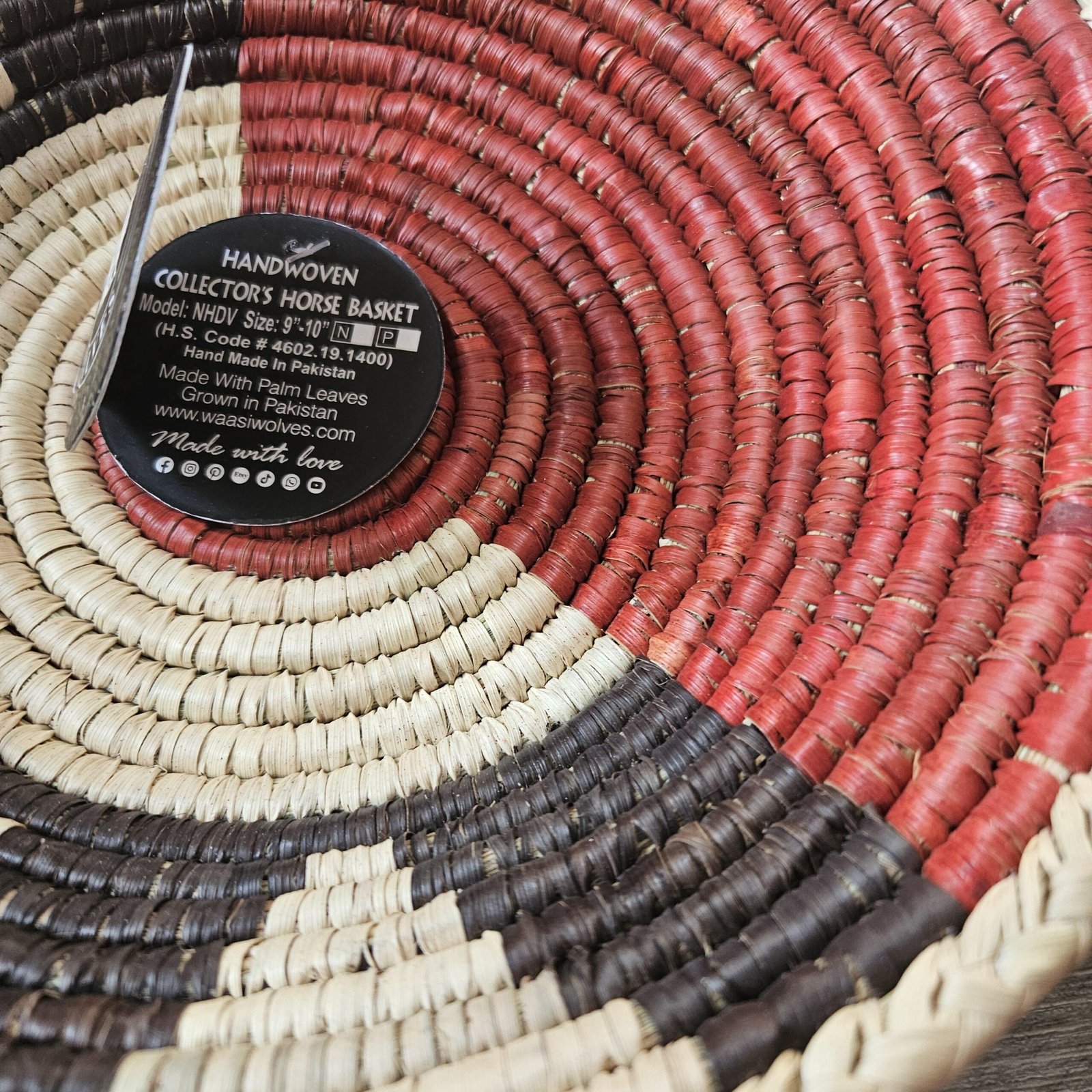 Handwoven Basket 8 Inch | African Woven Wall Basket | Boho Wall Decor | Rust & Natural Decorative Basket | Fruit Bowl | Catchall Bask - Image 5