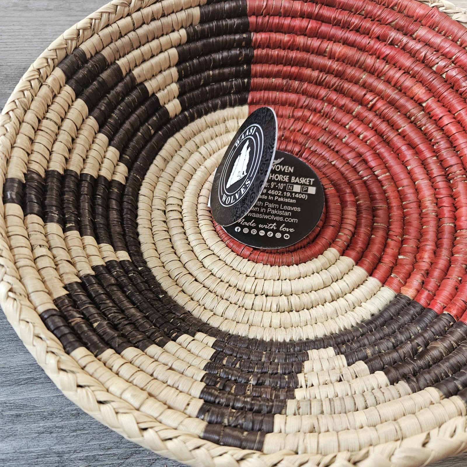 Handwoven Basket 8 Inch | African Woven Wall Basket | Boho Wall Decor | Rust & Natural Decorative Basket | Fruit Bowl | Catchall Bask - Image 7