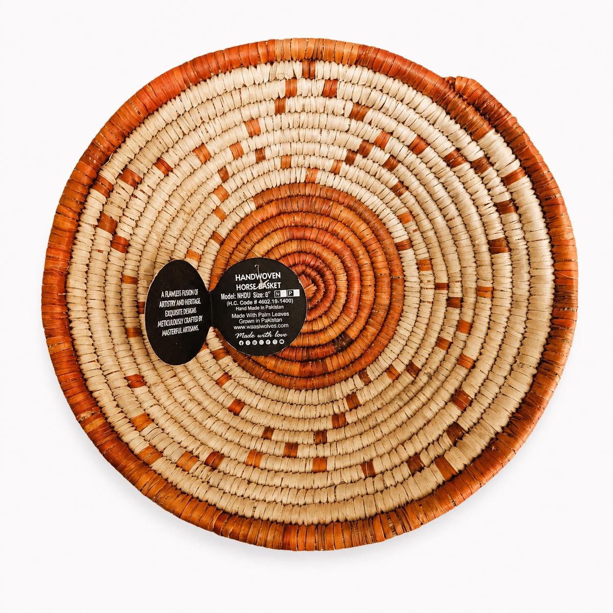 Handwoven 8 Inch Woven Basket | Terracotta & Natural Boho Wall Decor | African Inspired Basket | Small Woven Wall Hanging - Image 2