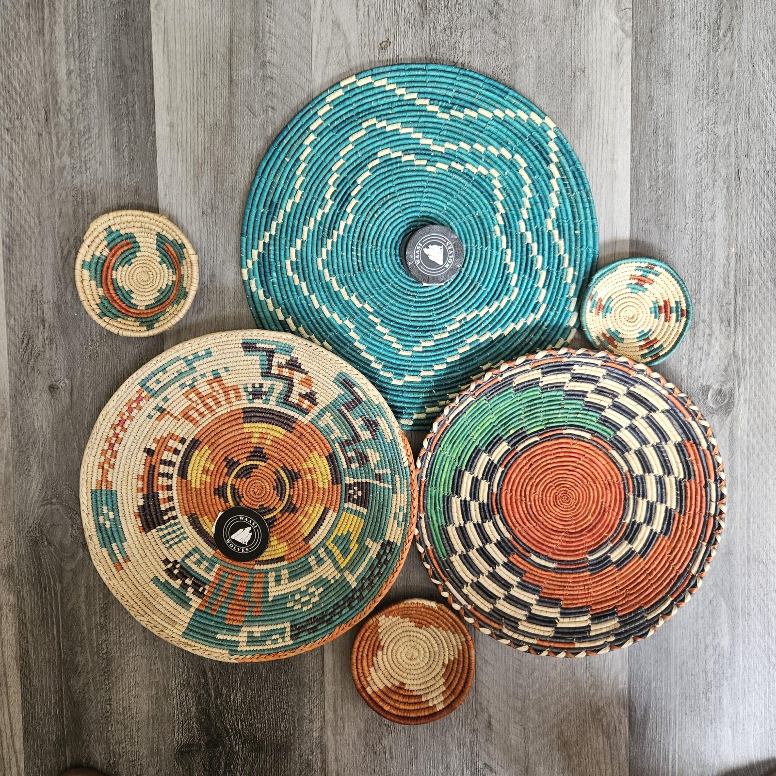 Set of 6 Handwoven African inspired Wall Baskets | Colorful Boho Woven Wall Decor | 14 13 12 Inch Basket Set | Eclectic Gallery Wall Art - Image 4