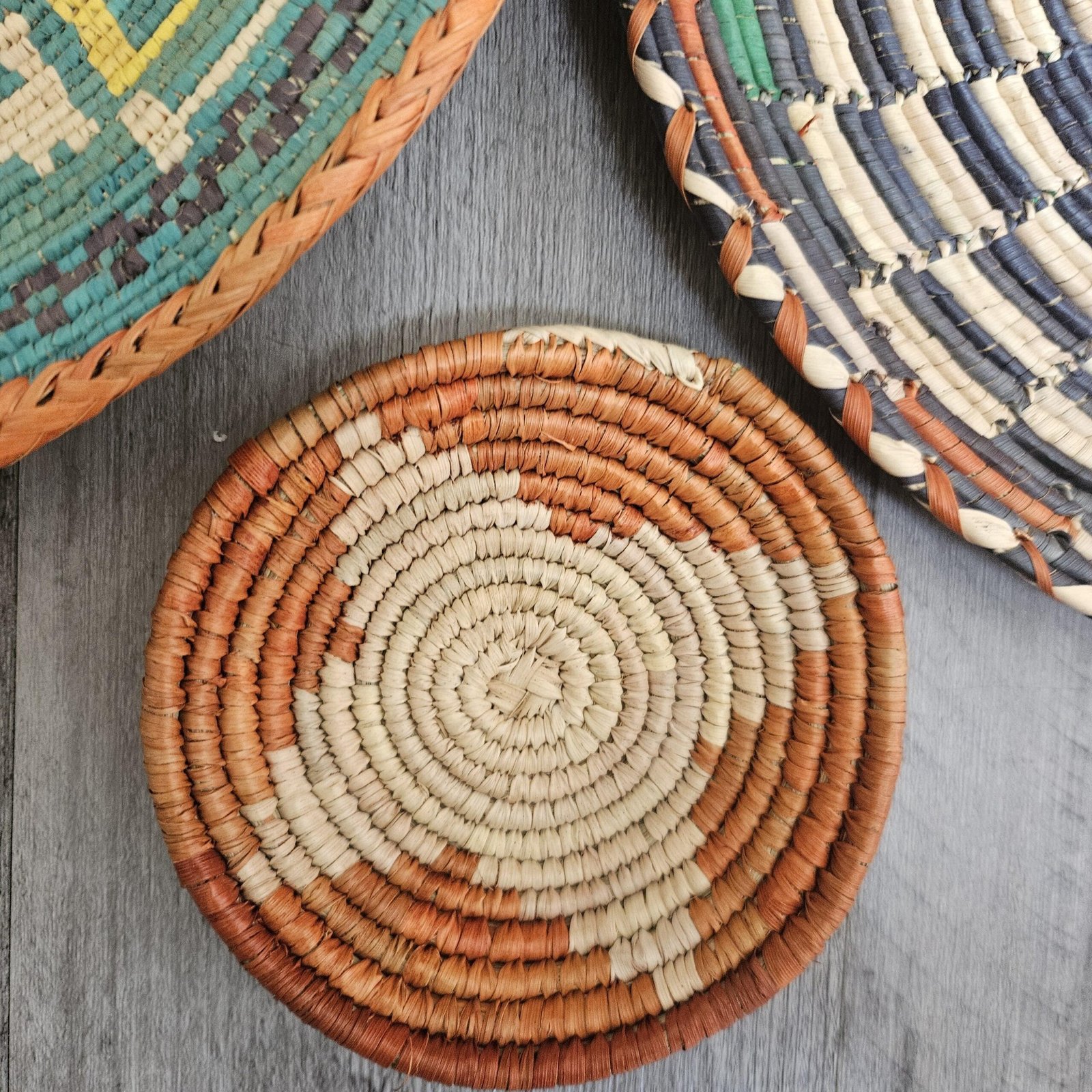 Set of 6 Handwoven African inspired Wall Baskets | Colorful Boho Woven Wall Decor | 14 13 12 Inch Basket Set | Eclectic Gallery Wall Art - Image 6