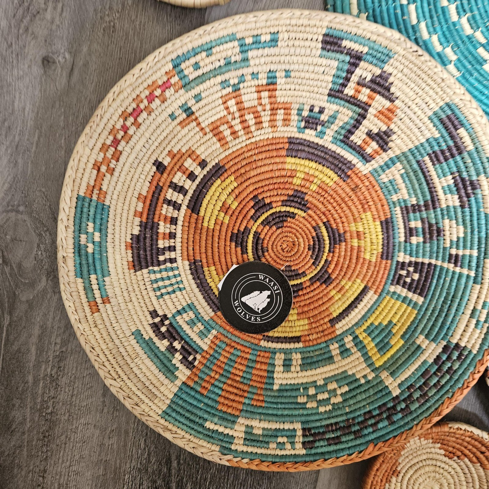 Set of 6 Handwoven African inspired Wall Baskets | Colorful Boho Woven Wall Decor | 14 13 12 Inch Basket Set | Eclectic Gallery Wall Art - Image 9