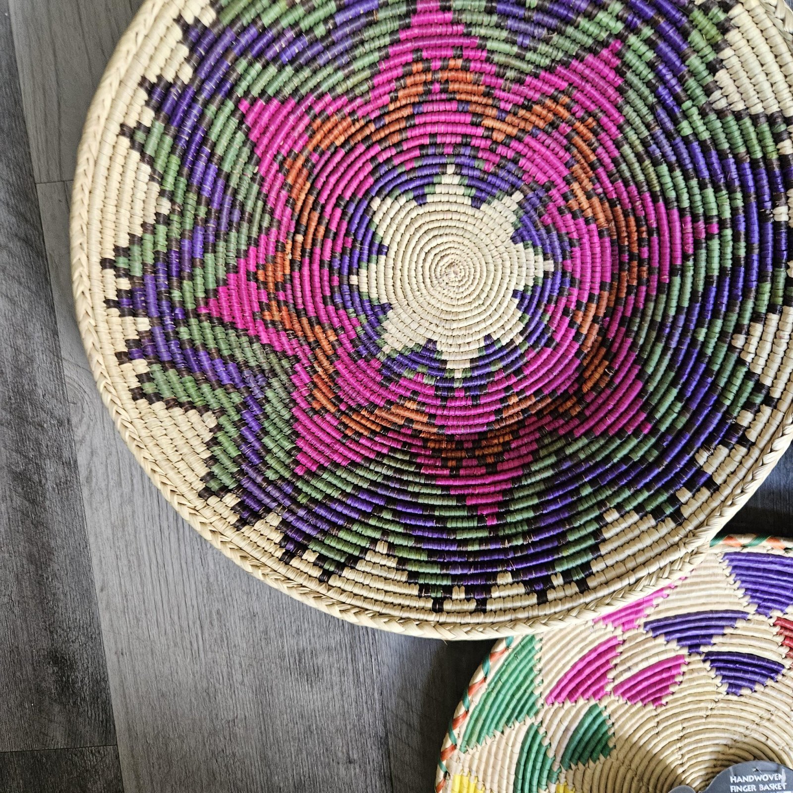 Set of 3 Handwoven African Wall Baskets, 14 Inch Colorful Woven Basket Wall Decor, Eclectic Boho Wall Art, Bohemian Home Decor - Image 5