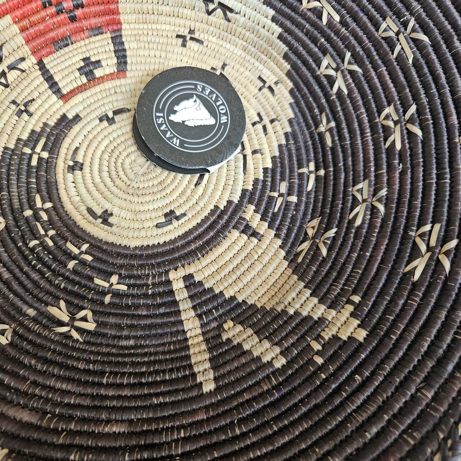Handwoven African Wall Basket 14 Inch | Black Natural & Red Woven Basket | Boho Wall Decor | Tribal Woven Wall Art | Ethnic Home Decor - Image 5