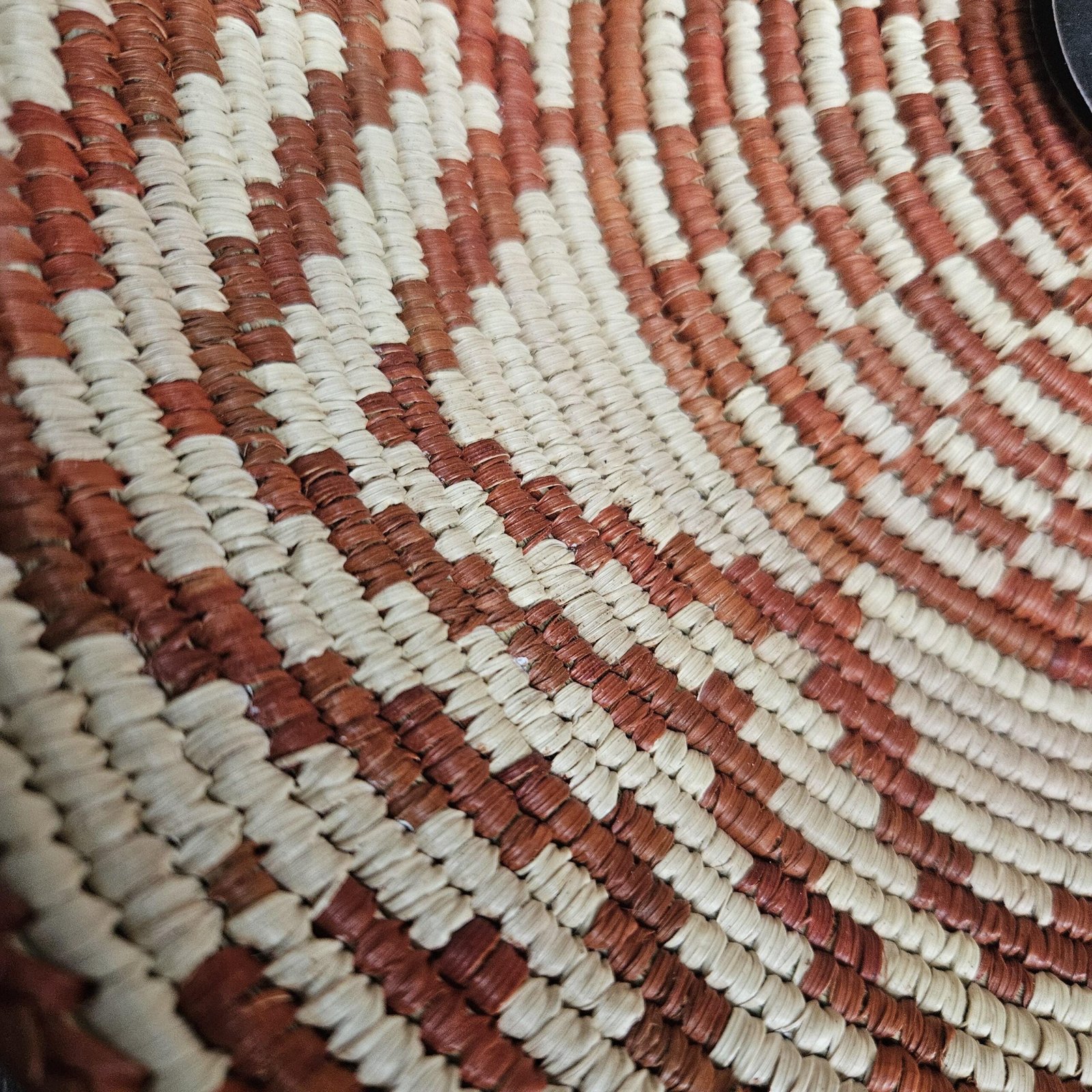 Rust Halo 13" Handwoven Boho Wall Basket, Rust Navy Cream Sunburst Wall Decor, African Wall Basket Bohemian Wall Art Home Decor - Image 4