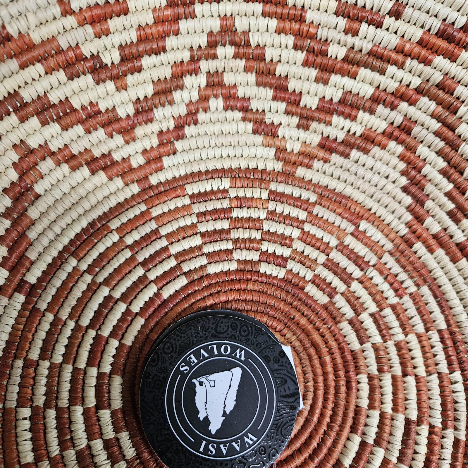 Rust Halo 13" Handwoven Boho Wall Basket, Rust Navy Cream Sunburst Wall Decor, African Wall Basket Bohemian Wall Art Home Decor - Image 5