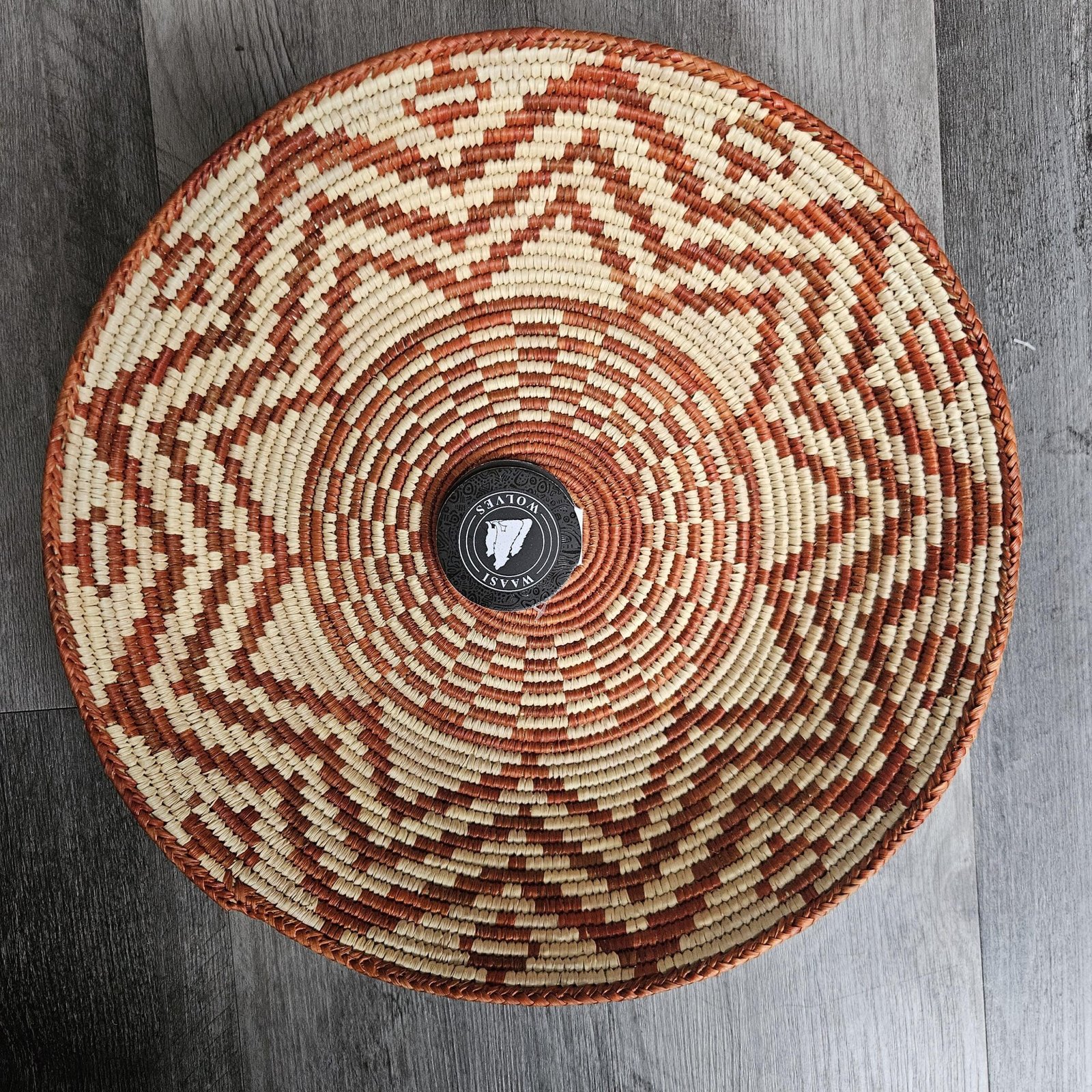 Rust Halo 13" Handwoven Boho Wall Basket, Rust Navy Cream Sunburst Wall Decor, African Wall Basket Bohemian Wall Art Home Decor - Image 6