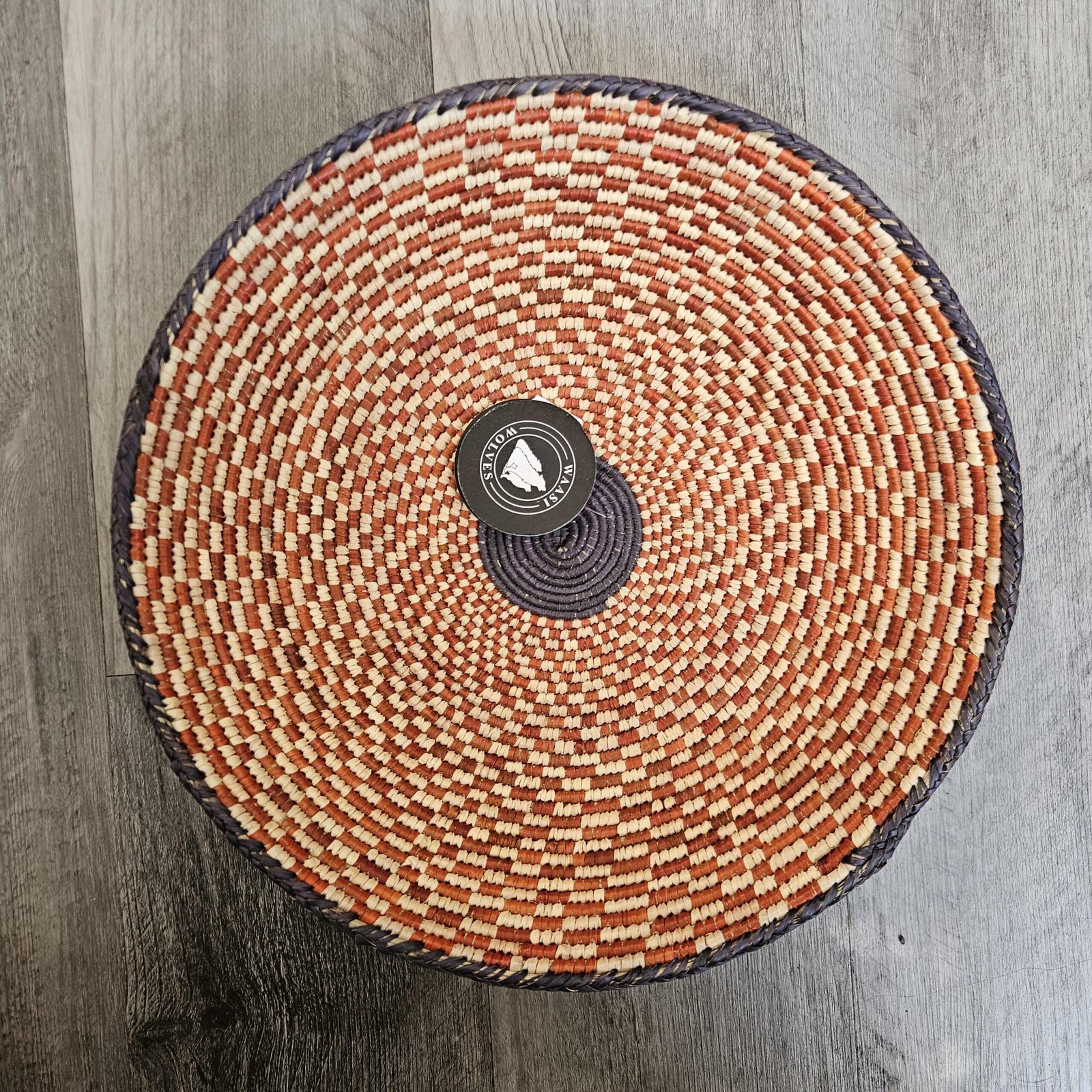 Handwoven African Wall Basket 14 Inch, Terracotta Cream Woven Basket, Boho Wall Decor, Fruit Bowl, Decorative Tray, Rustic Home Decor - Image 5