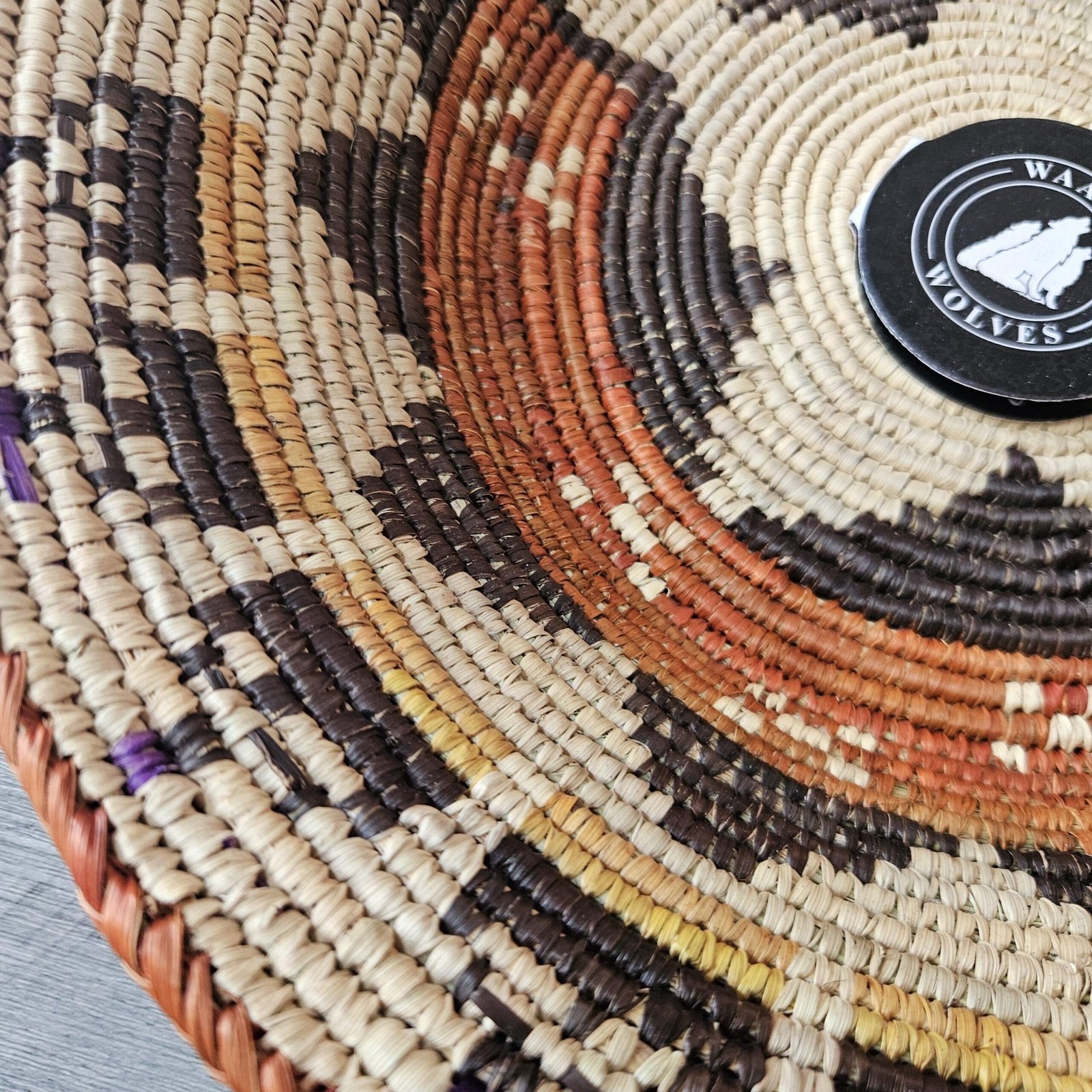 14" African Woven Wall Basket | Rust Cream & Black Boho Wall Decor | Handmade Geometric Basket | Tribal Wall Art | Eclectic Home Decor - Image 5