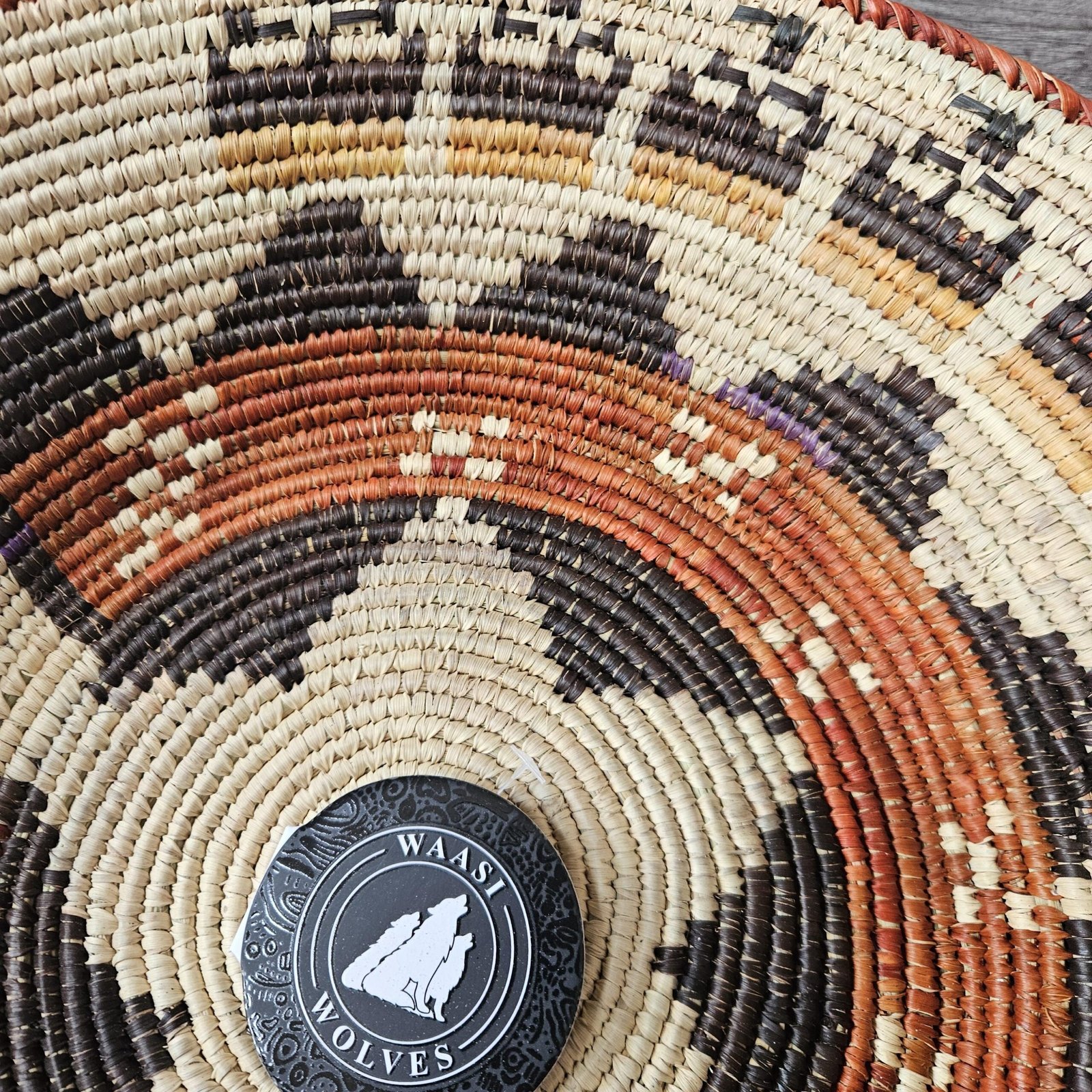 14" African Woven Wall Basket | Rust Cream & Black Boho Wall Decor | Handmade Geometric Basket | Tribal Wall Art | Eclectic Home Decor - Image 6