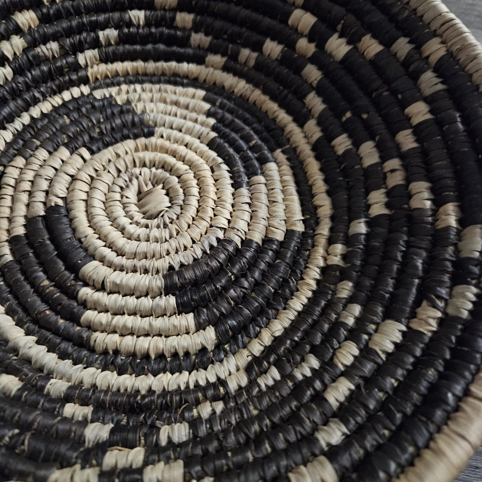 Handwoven Black & Natural Wall Basket 8 Inch | Boho Woven Wall Decor | African Inspired Basket | Decorative Bowl | Neutral Home Decor - Image 5