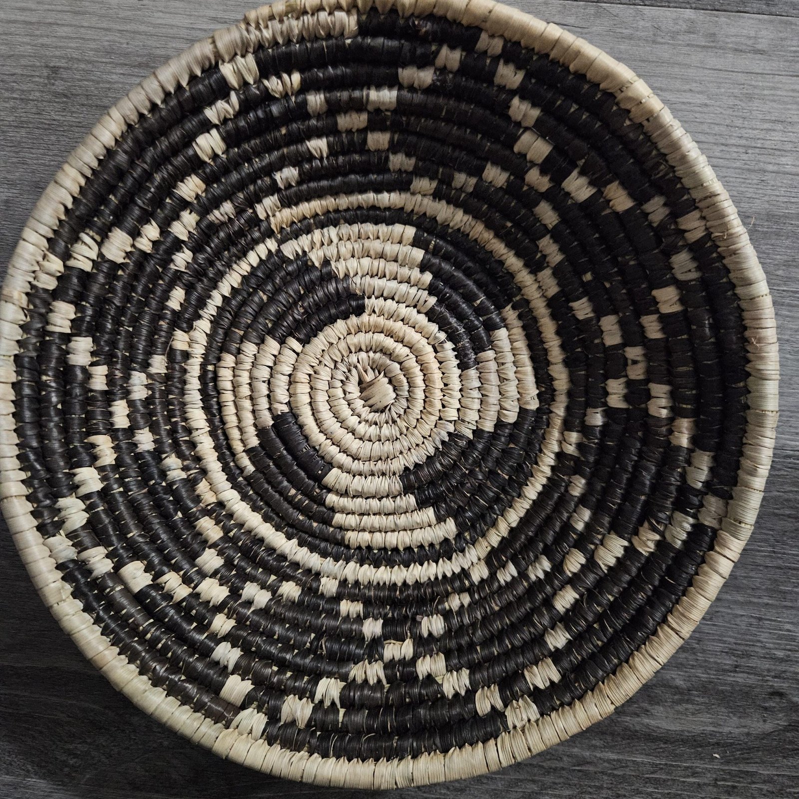 Handwoven Black & Natural Wall Basket 8 Inch | Boho Woven Wall Decor | African Inspired Basket | Decorative Bowl | Neutral Home Decor - Image 7