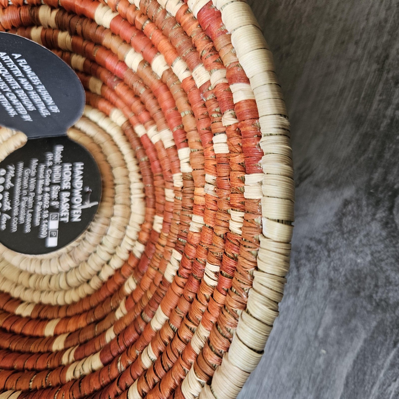 Handwoven Rust & Natural Basket 8 Inch | Boho Woven Wall Decor | African Inspired Decorative Bowl | Terracotta Catchall Basket - Image 7