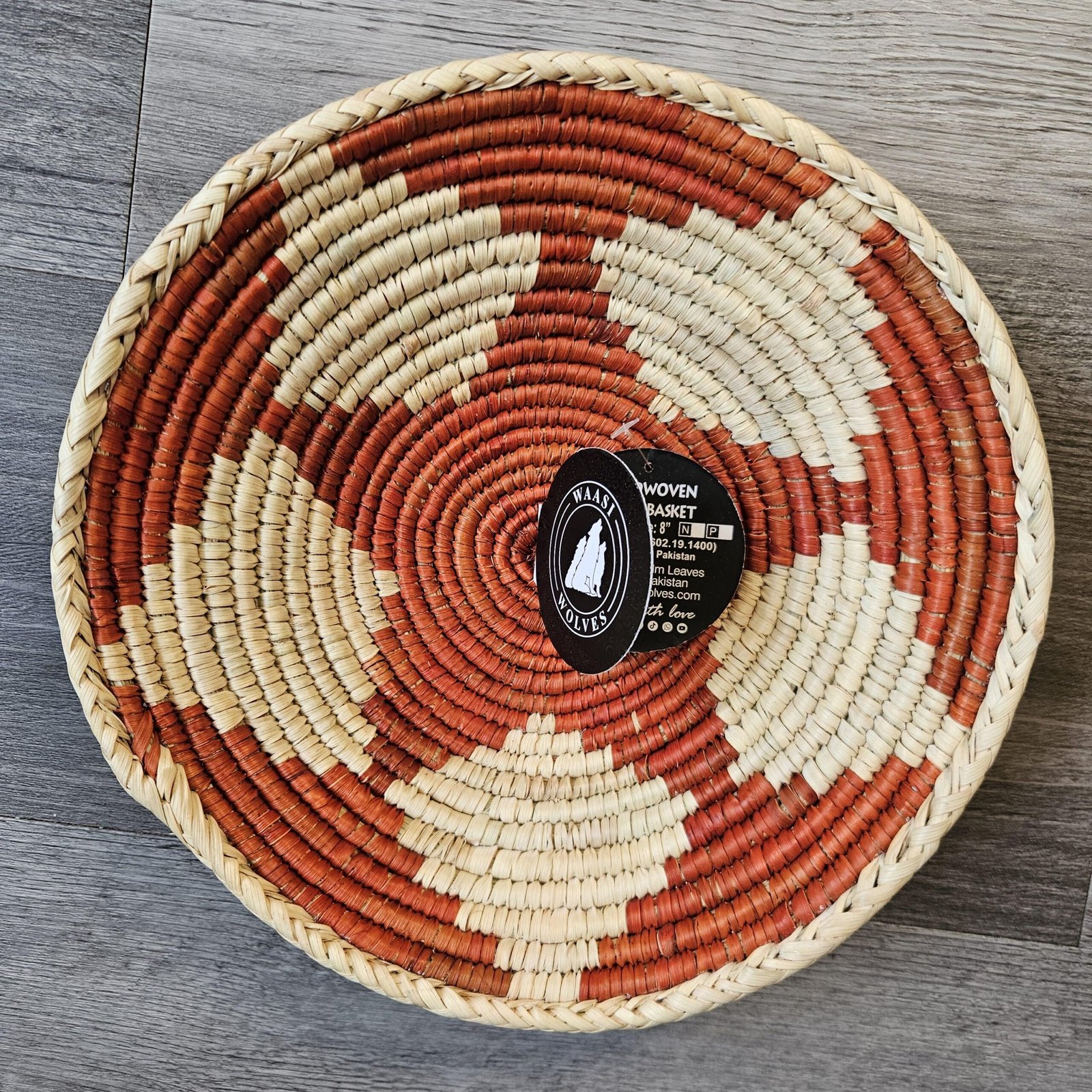 Handwoven Wall Basket 8 Inch | Terracotta Red & Natural Woven Basket | Boho African Inspired Wall Decor | Rustic Woven Wall Hanging - Image 5