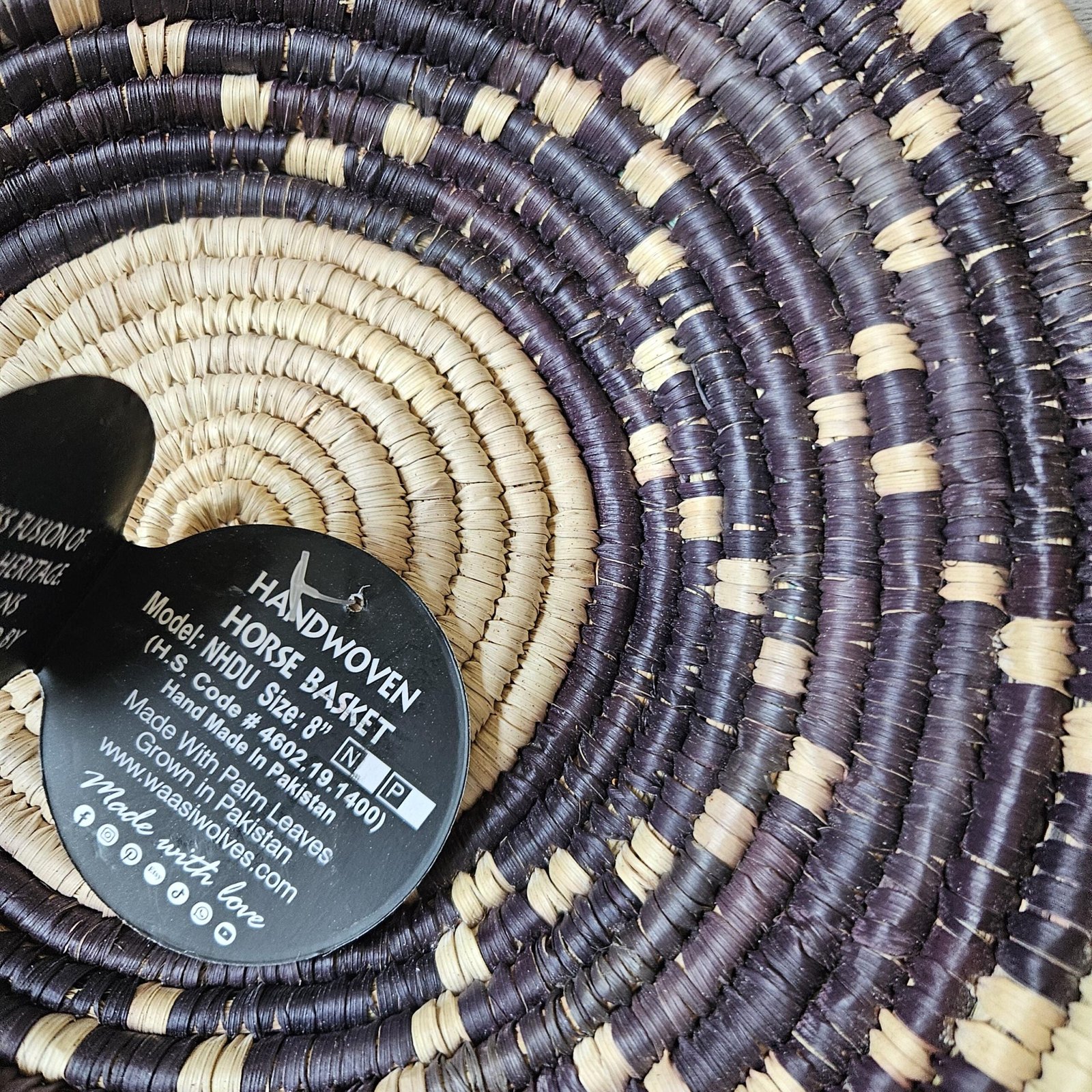 Handwoven Wall Basket 8 Inch | Deep Purple & Natural Woven Basket | Boho African Inspired Wall Decor | Handmade Woven Wall Hanging - Image 4